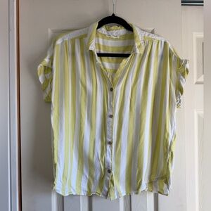 Beachlunchlounge Lemon and White Striped Shirt Soft Summer